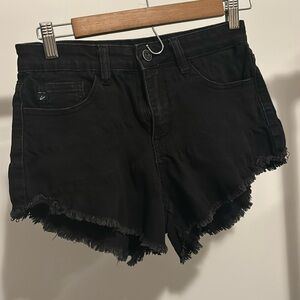 black denim shorts